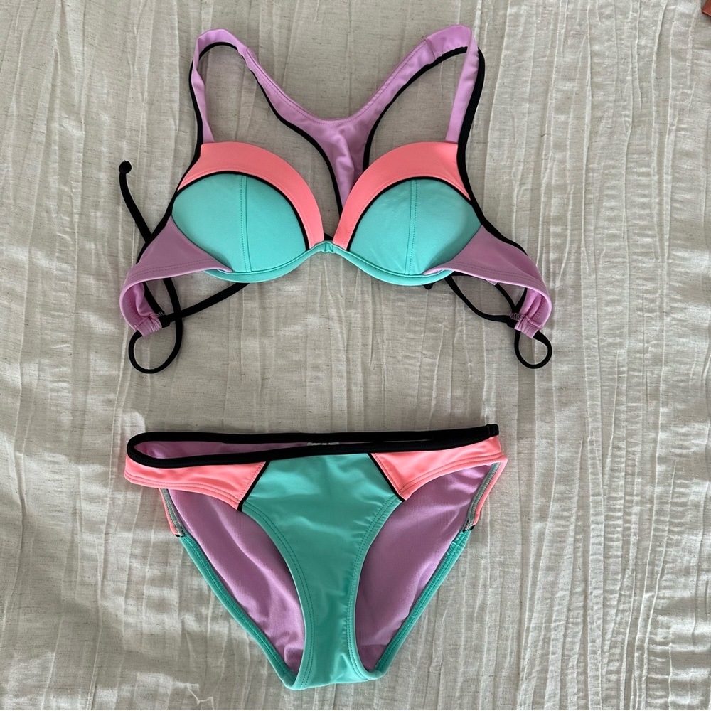 Xhilaration multi-colored color block bikini size XS